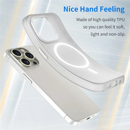 iPhone 16 Pro Case Compatible with MagSafe TPU + PC Slim Matte Translucent Phone Cover - White