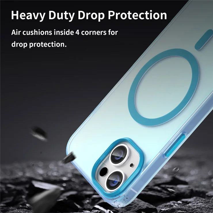 iPhone 14 Translucent Phone Case Matte Design Compatible with MagSafe Wireless Charging - Blue