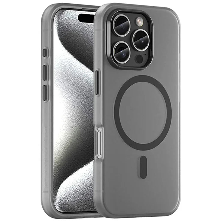 iPhone 16 Pro Case Compatible with MagSafe TPU + PC Slim Matte Translucent Phone Cover - Black