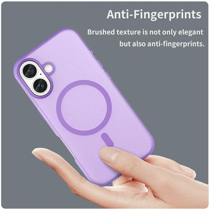iPhone 16 Cover Kompatibel med MagSafe TPU + PC Slank Mat Gennemsigtig Telefoncover - Mørk Lilla