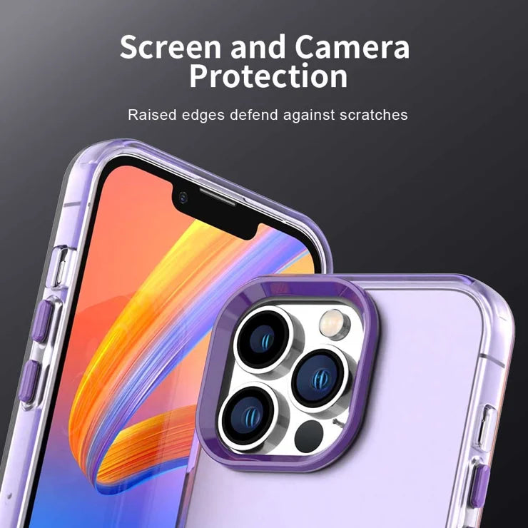 iPhone 13 Pro Case PC+TPU+PET Matte Anti-Drop Phone Back Cover - Purple