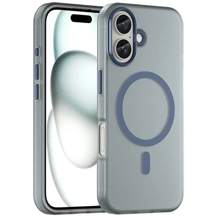 iPhone 16 Cover Kompatibel med MagSafe TPU + PC Slank Mat Gennemsigtigt Telefoncover - Mørkeblå
