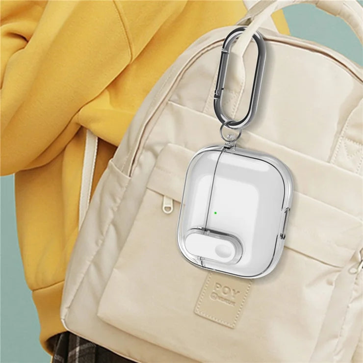 Til Apple AirPods 4 Earphone Protective Case Snap Switch Ice Crystal Clear TPU+PC Cover - Gennemsigtig