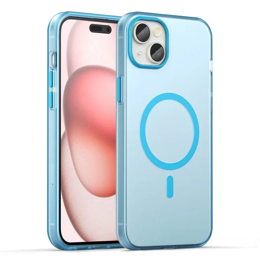 iPhone 15 Magnetic Case Matte Phone Cover Anti-Fingerprint Anti-Scratch - Blue