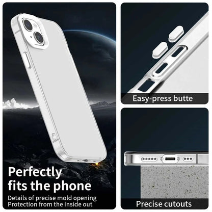 iPhone 15 Plus / 14 Plus Case PC+TPU+PET Matte Anti-Drop Phone Back Cover - White