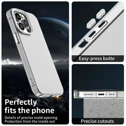 iPhone 15 Pro Max Cover PC+TPU+PET Mat Anti-Drop Telefon Bagcover - Hvid