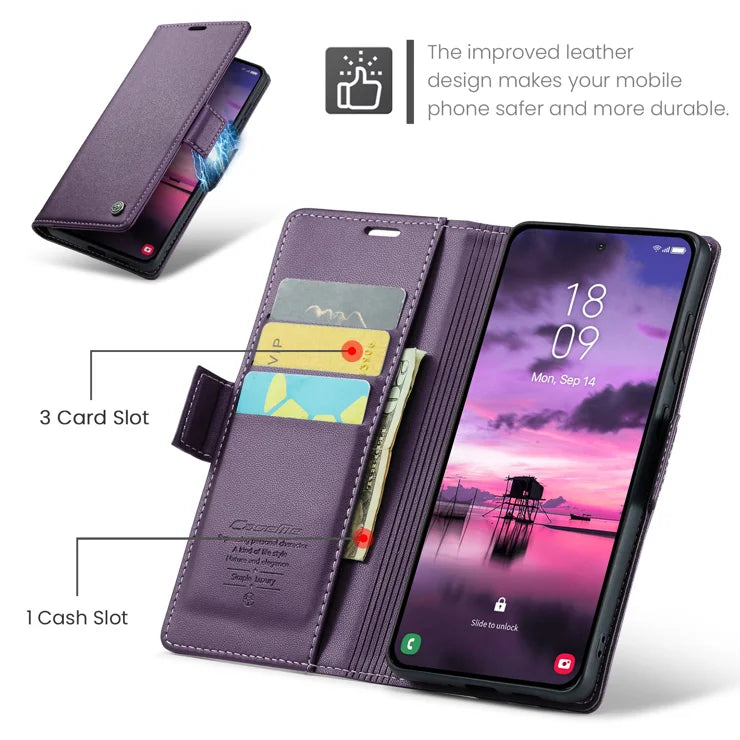 CASEME For Samsung Galaxy S26+ Case  023 Series RFID Blocking Glossy Stand Phone Cover - Purple
