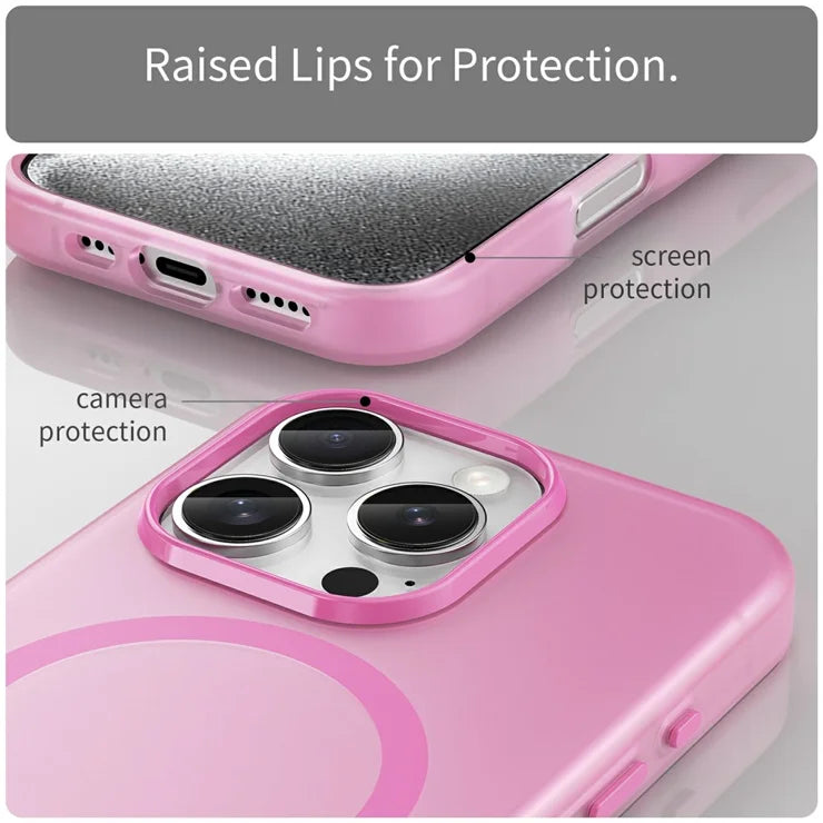 iPhone 16 Pro Cover kompatibel med MagSafe TPU + PC Tyndt Mat Gennemsigtigt Telefoncover - Pink