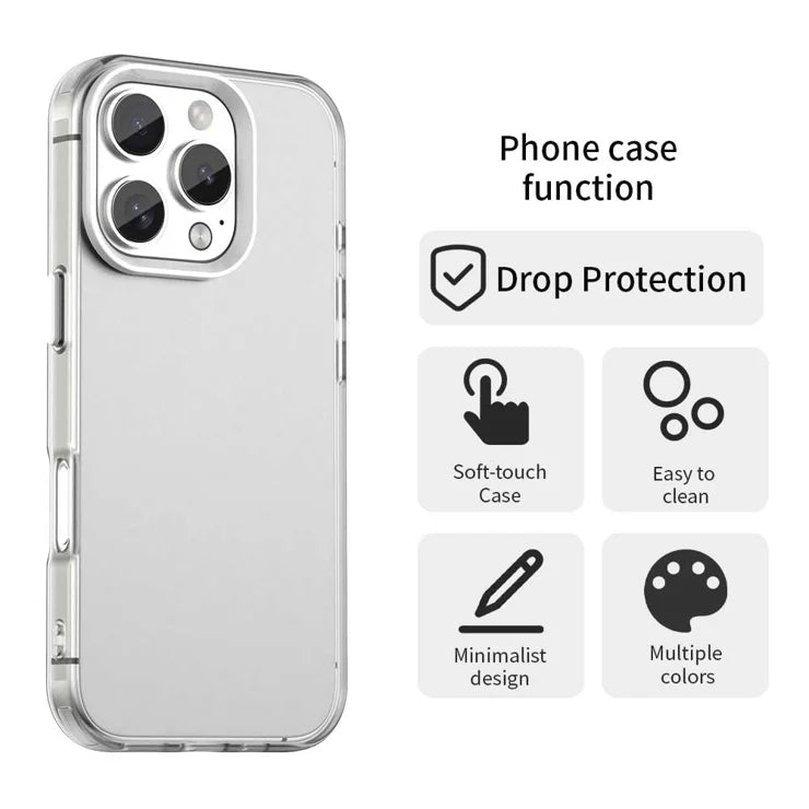 iPhone 16 Pro Case PC+TPU+PET Matte Anti-Drop Phone Back Cover - White