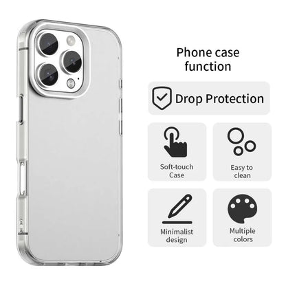 iPhone 16 Pro Case PC+TPU+PET Matte Anti-Drop Phone Back Cover - White
