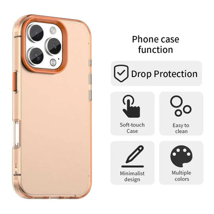 iPhone 16 Pro Max Case PC+TPU+PET Matte Anti-Drop Phone Back Cover - Orange