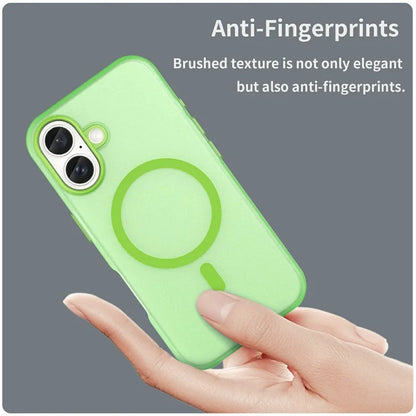 Til iPhone 16 Cover Kompatibel med MagSafe TPU + PC Slank Mat Gennemsigtig Telefoncover - Grøn