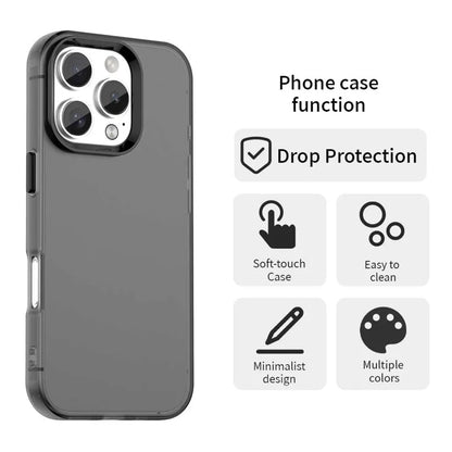 iPhone 16 Pro Case PC+TPU+PET Matte Anti-Drop Phone Back Cover - Black