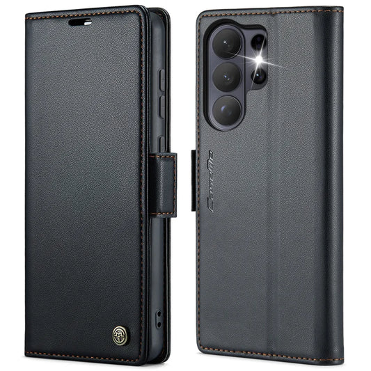 CASEME til Samsung Galaxy S26 Ultra etui, 023 Series RFID-blokerende, blankt stander-telefoncover - Sort