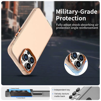 iPhone 15 Pro Max Case PC+TPU+PET Matte Anti-Drop Phone Back Cover - Orange