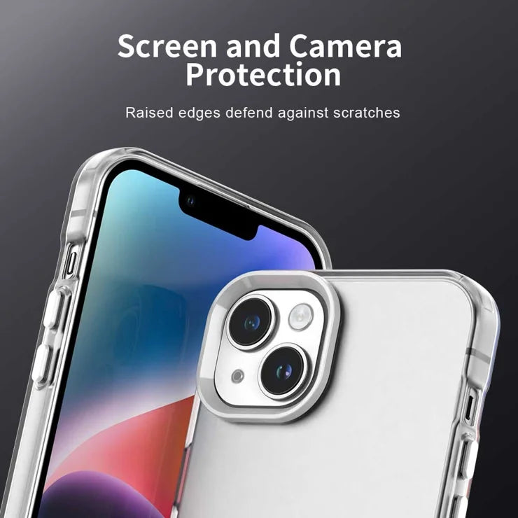iPhone 15 Plus / 14 Plus Case PC+TPU+PET Matte Anti-Drop Phone Back Cover - White