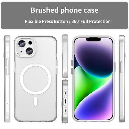 iPhone 14 Translucent Phone Case Matte Design Compatible with MagSafe Wireless Charging - White