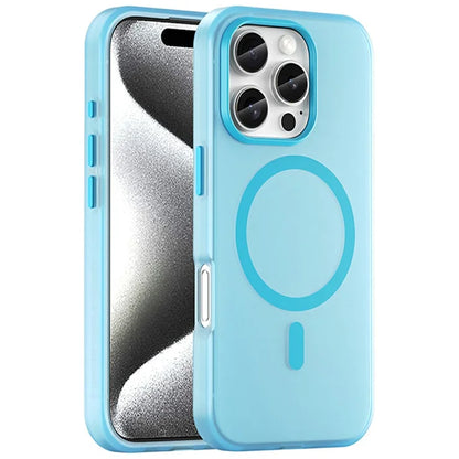 Til iPhone 16 Pro Cover Kompatibel med MagSafe TPU + PC Slim Mat Gennemsigtig Telefoncover - Blå