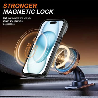 iPhone 15 Plus  /  14 Plus Ring Kickstand Slide Camera Cover TPU PC Hybrid Phone Shell - Grey
