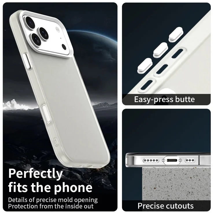 iPhone 17 Pro Case PC + TPU + PET Matte Anti-Drop Phone Back Cover - White