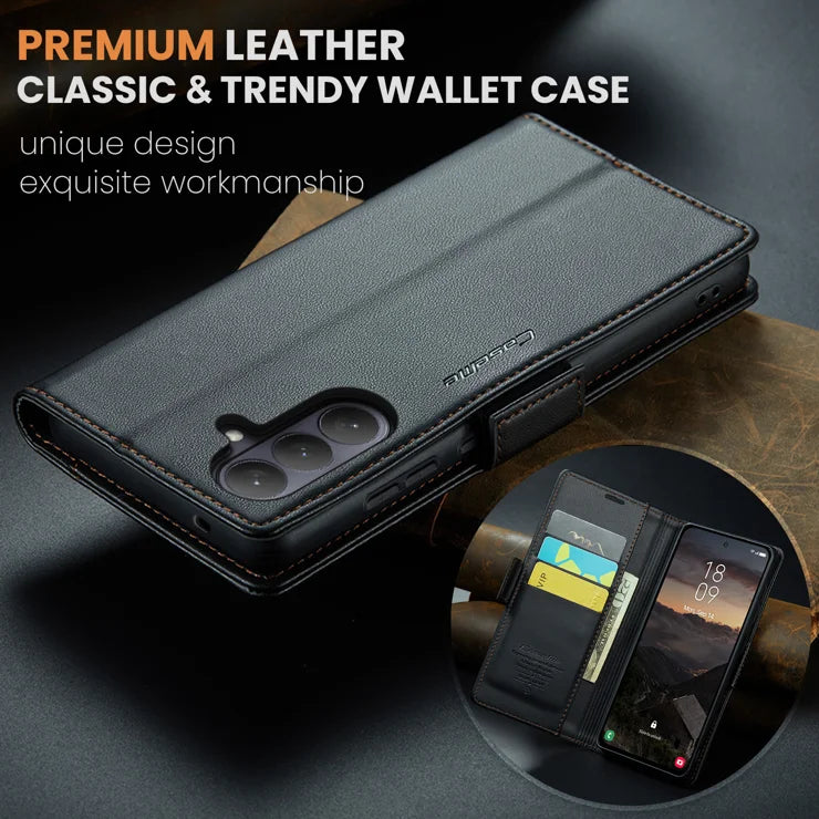 CASEME For Samsung Galaxy S26+ Case  023 Series RFID Blocking Glossy Stand Phone Cover - Black