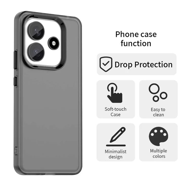Xiaomi Redmi Note 14 5G Cover PC+TPU+PET Mat Anti-Fald Telefonbagside - Sort