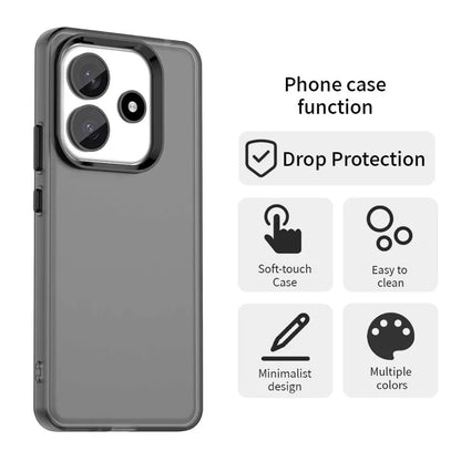 Xiaomi Redmi Note 14 5G Cover PC+TPU+PET Mat Anti-Fald Telefonbagside - Sort