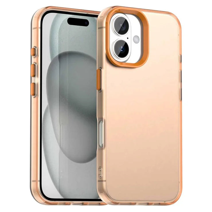 iPhone 16 Plus Case PC+TPU+PET Matte Anti-drop Phone Back Cover - Orange