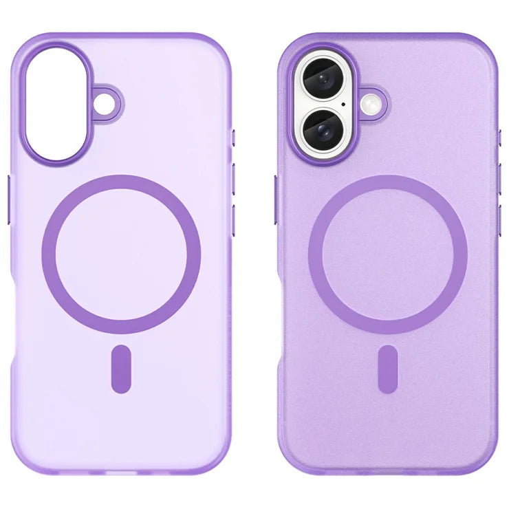 iPhone 16 Cover Kompatibel med MagSafe TPU + PC Slank Mat Gennemsigtig Telefoncover - Mørk Lilla