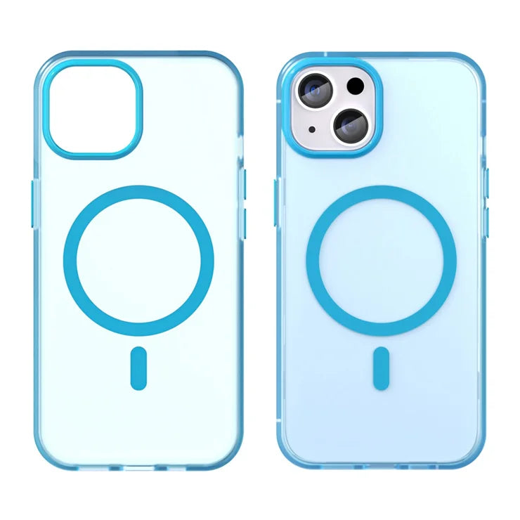 iPhone 14 Translucent Phone Case Matte Design Compatible with MagSafe Wireless Charging - Blue