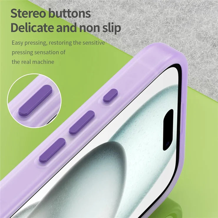 iPhone 16 Cover Kompatibel med MagSafe TPU + PC Slank Mat Gennemsigtig Telefoncover - Mørk Lilla