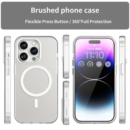 iPhone 14 Pro Transparent Matt Telefoncover TPU + PC Anti-ridse Cover - Hvid
