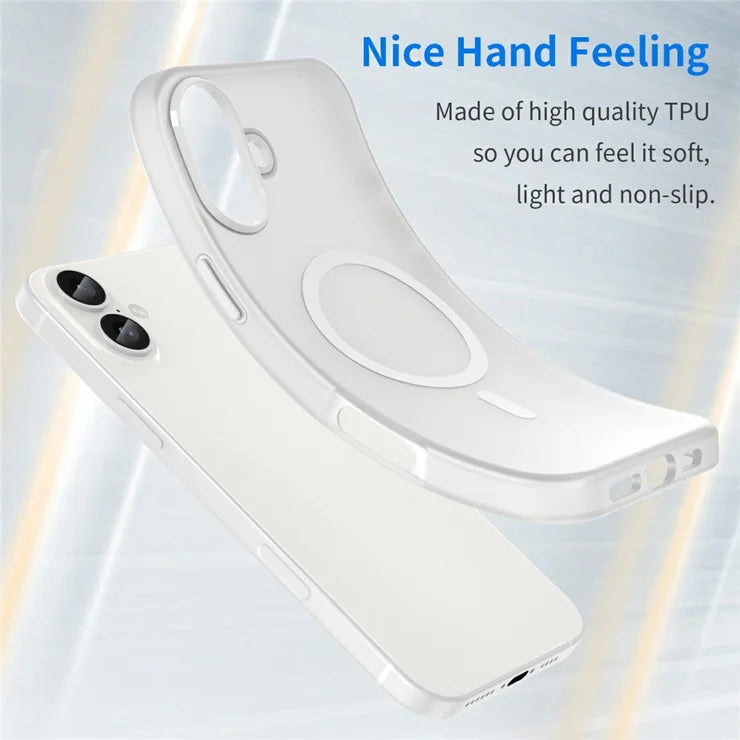 iPhone 16 Plus Cover kompatibelt med MagSafe TPU + PC Slankt Mat Gennemsigtigt Telefoncover - Hvid