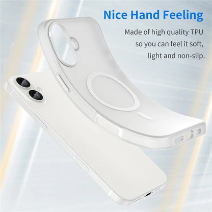 iPhone 16 Plus Cover kompatibelt med MagSafe TPU + PC Slankt Mat Gennemsigtigt Telefoncover - Hvid