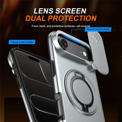 iPhone Air magnetisk cover ring kickstand skydbart kamera beskyttelsescover TPU PC hybridtelefoncover - Grå