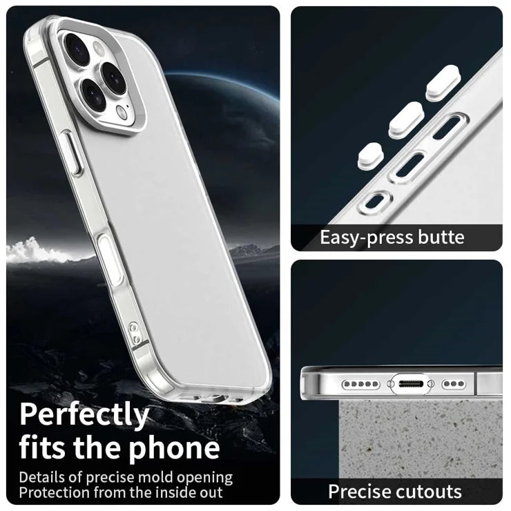 iPhone 16 Pro Case PC+TPU+PET Matte Anti-Drop Phone Back Cover - White