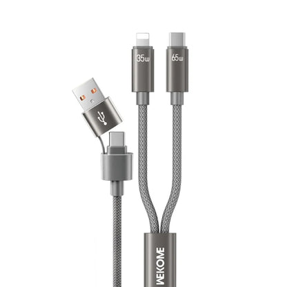 WEKOME WDC-66 USB / Type-C til Type-C / iP Kabel 1.2m 3A 65W Superhurtig Opladning Datasynkroniseringskabel - Grå