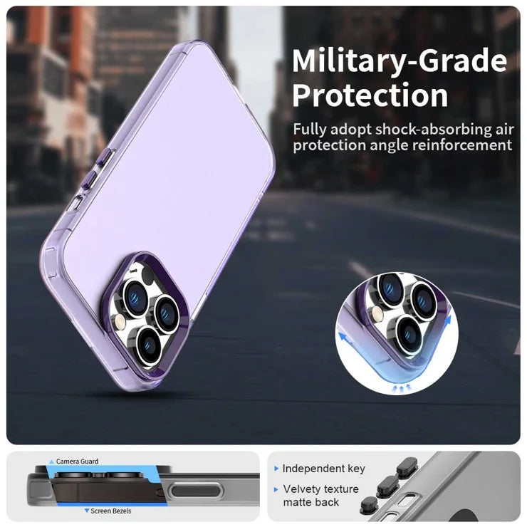 iPhone 13 Pro Case PC+TPU+PET Matte Anti-Drop Phone Back Cover - Purple