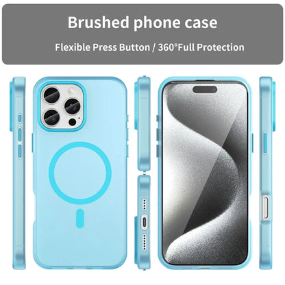 iPhone 16 Pro Max cover kompatibel med MagSafe TPU + PC slankt mat gennemsigtigt telefoncover - Blå