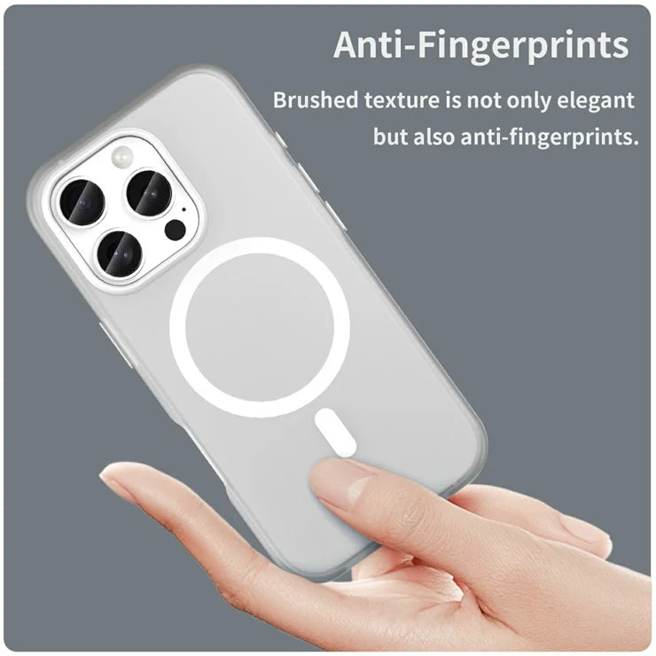 iPhone 16 Pro Case Compatible with MagSafe TPU + PC Slim Matte Translucent Phone Cover - White