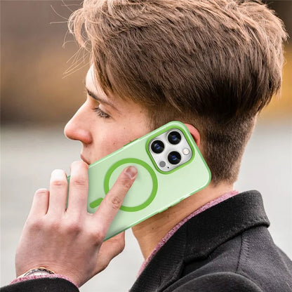 Magnetisk Cover til iPhone 14 Pro Max Kompatibel med MagSafe Gennemsigtigt Mat Bagcover - Fluorescerende Grøn