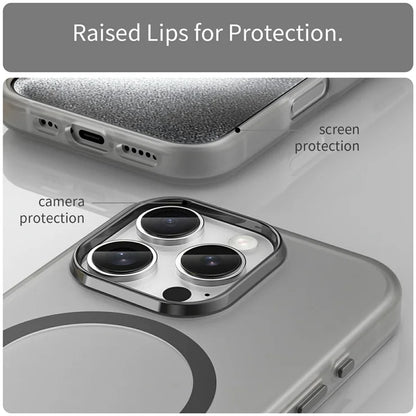 iPhone 16 Pro Case Compatible with MagSafe TPU + PC Slim Matte Translucent Phone Cover - Black