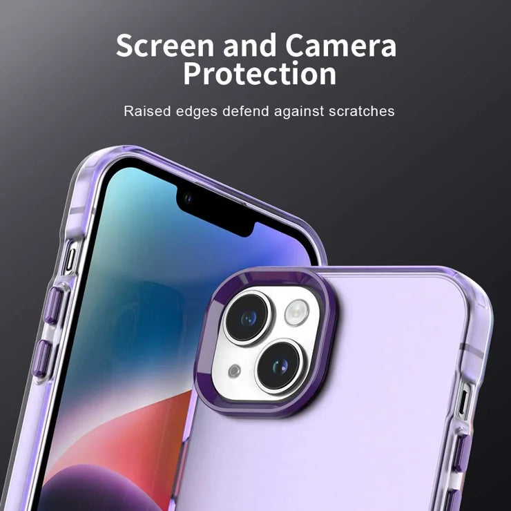 iPhone 15 Plus / 14 Plus Case PC+TPU+PET Matte Anti-Drop Phone Back Cover - Purple