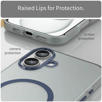 iPhone 16 Plus Case Compatible with MagSafe TPU + PC Slim Matte Translucent Phone Cover - Dark Blue