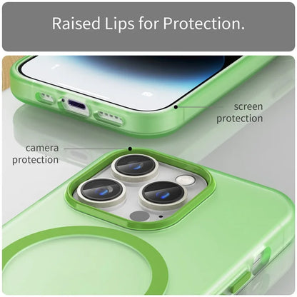 Magnetisk Cover til iPhone 14 Pro Max Kompatibel med MagSafe Gennemsigtigt Mat Bagcover - Fluorescerende Grøn