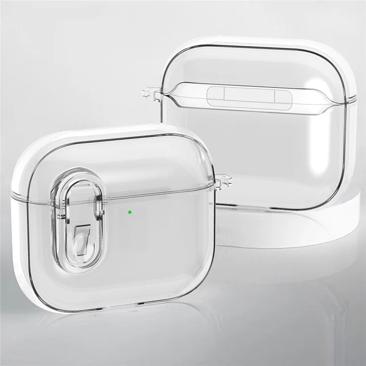Til Apple AirPods 4 Earphone Protective Case Snap Switch Ice Crystal Clear TPU+PC Cover - Gennemsigtig