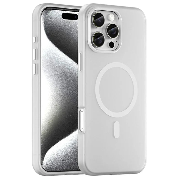 iPhone 16 Pro Max Case Compatible with MagSafe TPU + PC Slim Matte Translucent Phone Cover - White
