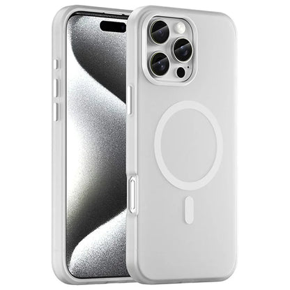 iPhone 16 Pro Max Case Compatible with MagSafe TPU + PC Slim Matte Translucent Phone Cover - White