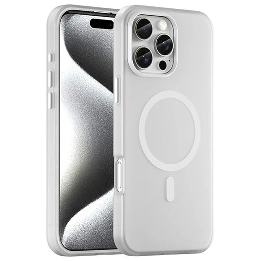 iPhone 16 Pro Max cover kompatibel med MagSafe TPU + PC slankt mat gennemsigtigt telefoncover - Hvid