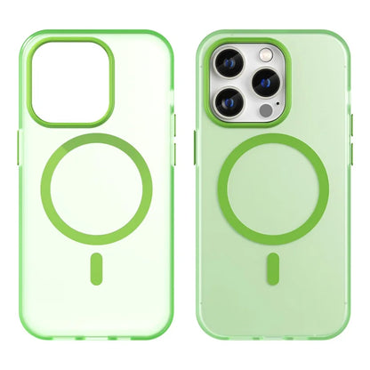 Magnetisk Cover til iPhone 14 Pro Max Kompatibel med MagSafe Gennemsigtigt Mat Bagcover - Fluorescerende Grøn